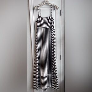 Cupshe Women’s Subtle Lines Striped Maxi Beach Dress Black and White Medium